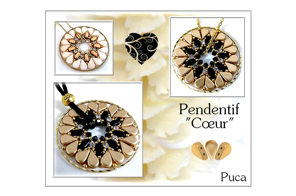 Coeur Pendant with Amos par Puca beads