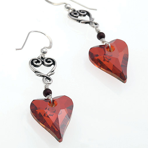Swarovski Valentine's Day Projects Wild Hearts Earrings - Red Magma
